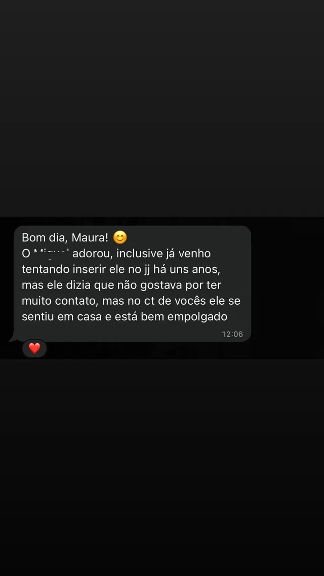 Print de mensagem de agradecimento de aluno ou encarregado de educação